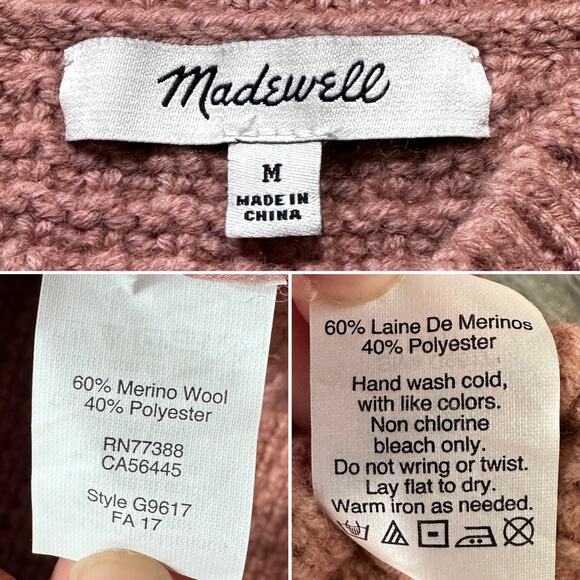 Madewell Stitchmix Merino Wool Blend Sweater Loop Fringe Fisherman Style Sz: M - Picture 9 of 10